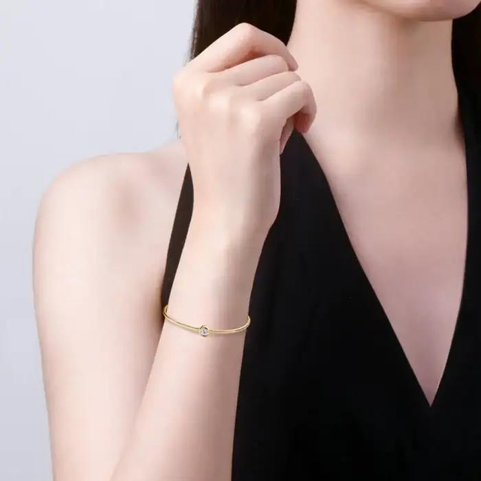 Bracelet Moissonite en Argent Sterling 925 Plaqué Or 18K pour Femmes Occasions Spéciales Cadeau Bijou Élégant