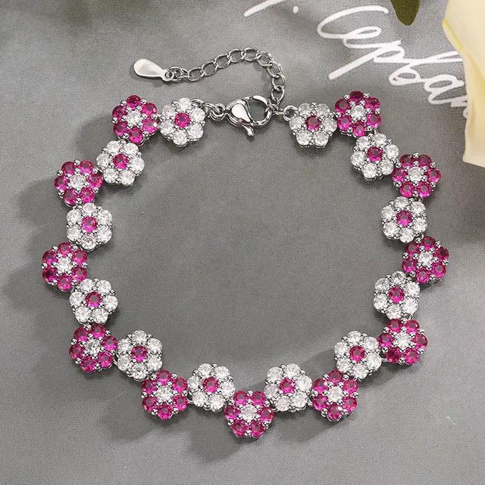 Ensemble de bijoux en zircone rouge pour femmes
