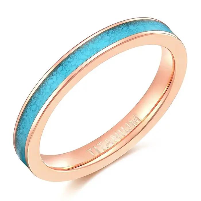 TIGRADE 3MM bague en titane bleu Turquoise fiançailles alliance pour les femmes mode bagues fête bijoux cadeau