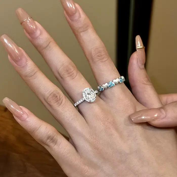 Bague de fiançailles sertie de zirconium et cristal pour femmes, bague de cocktail réglable, occasion mariage et événements formels