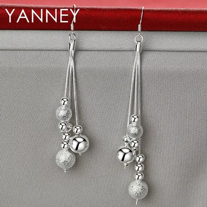 Boucles d'oreilles en argent Sterling 925 pour femmes élégantes perles à pampilles style moderne mariage occasions spéciales