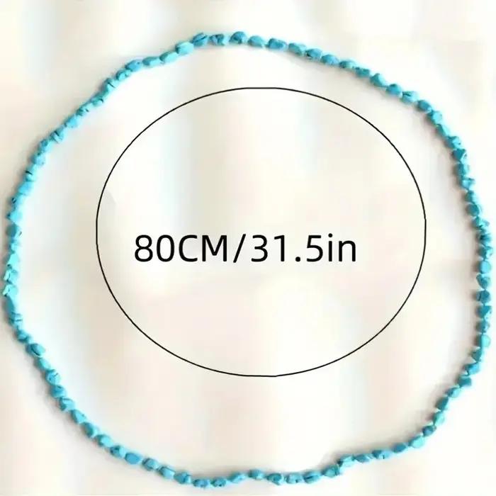 Collier sans fin de perles turquoise pour femmes et adolescentes, style Boho, longue pierre nouée, multicouche, bijoux faits à la main