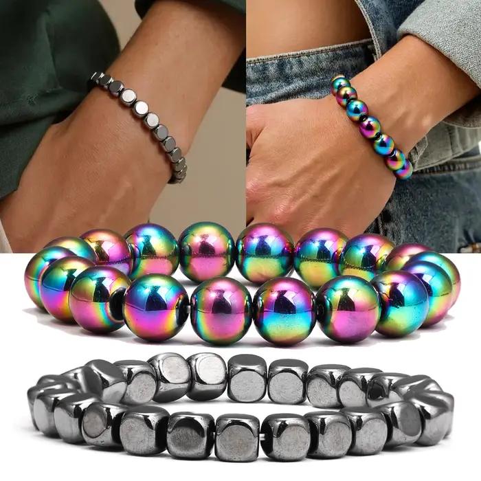 Bracelet en pierre d'énergie hématite classique pour homme et femme occasions spéciales partage amoureux cadeau d'amitié