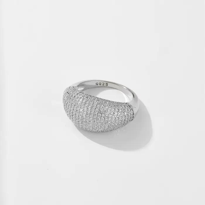 DPLAOPA femmes 100% 925 argent Sterling plein Zircon CZ pavé grand anneau femmes Rock Punk mariage m