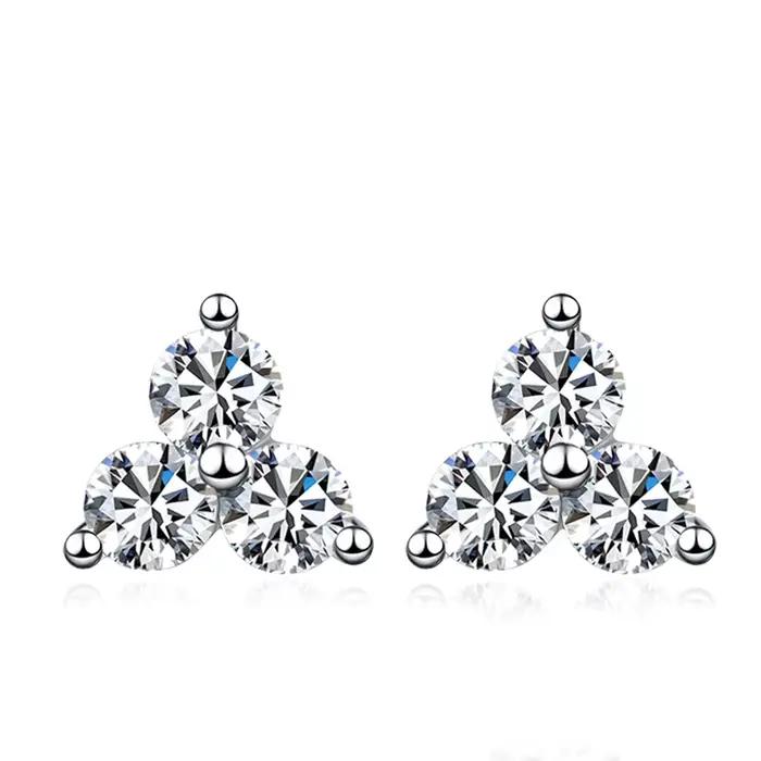 Tezzc-Boucles d'Oreilles Moissanite en Argent Sterling 925 pour Femme, Bijoux avec Certificat, Diama