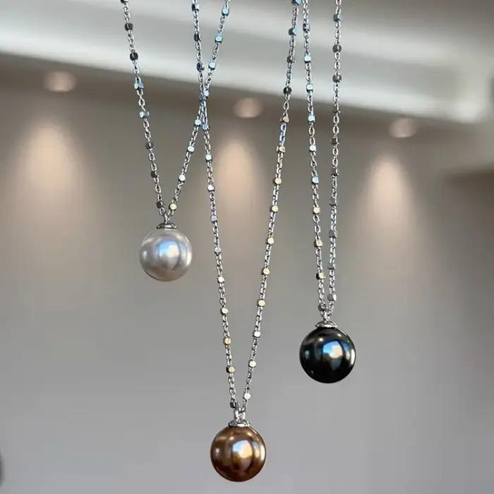 Collier de perles couleur thé pour femmes, luxe et raffinement, idéal pour anniversaire et cadeau spécial
