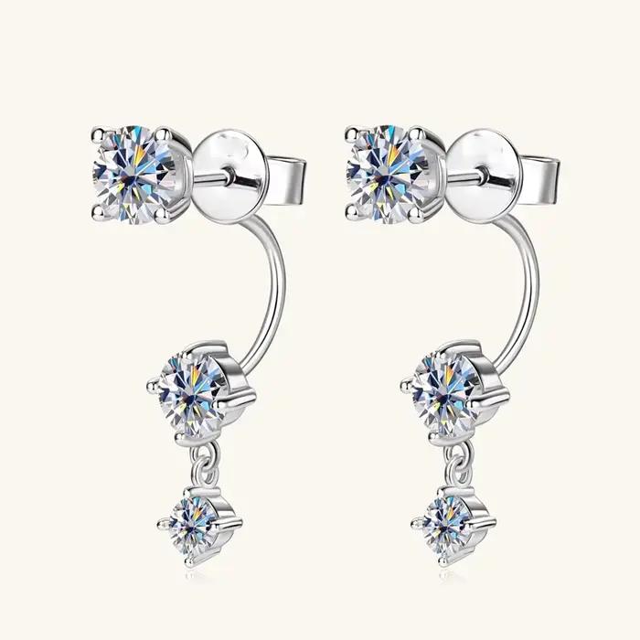 Boucles d'oreilles à pampilles en moissanite et argent 925 pour homme et femme occasions spéciales élégantes à offrir