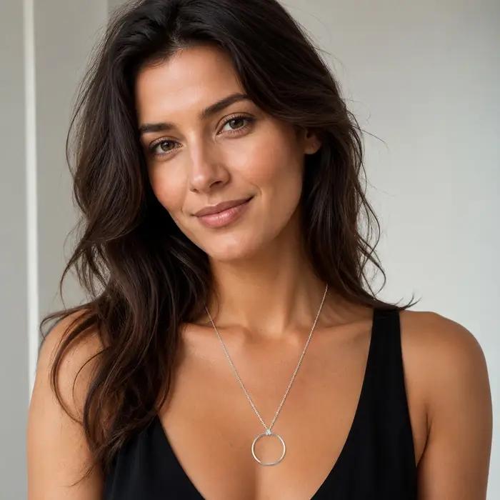 Collier large cercle en argent regardé 925 pour hommes et femmes
