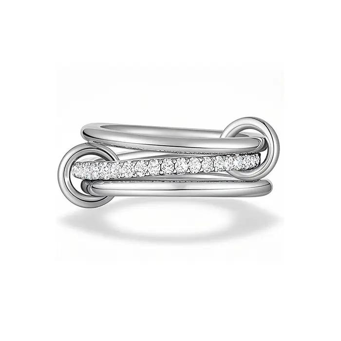 LATS – bague bicolore à trois anneaux en cuivre plaqué or 14K pour femmes