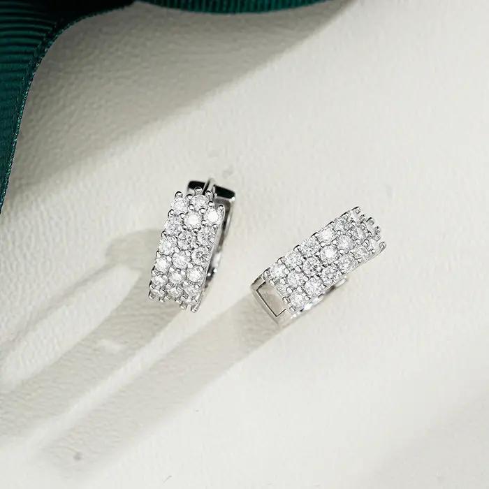 Boucles d'oreilles Moissanite complètes pour femmes S925 bijoux de mariage en argent Sterling