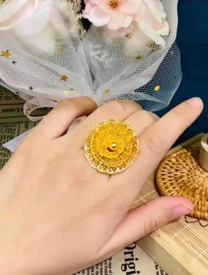 Popodion-Bague plaquée or 24 carats pour femme, Dubaï, YY10 Costumes, Nouveau