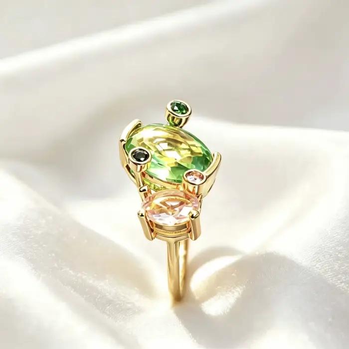 Bague en Or Luxe Style Européen Américain Luxueuse Élégante avec Pierres Précieuses Occasions Spéciales
