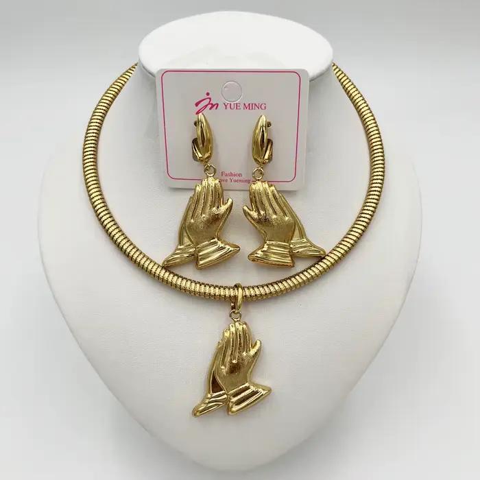 Ensemble de 2 pièces de bijoux de dubaï pour femmes, grandes boucles d'oreilles et pendentif, ensemble de 2 pièces pour mariage nigérian, accessoires de fête, cadeaux