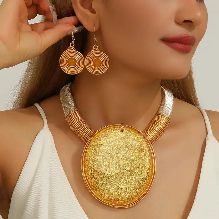 Ensemble de bijoux de déclaration en résine ronde géométrique