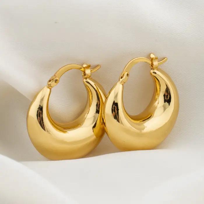 Boucles d'oreilles créoles optiques rondes en couleur or pour femmes bijoux fantaisie mode cadeaux d'anniv occasions spéciales