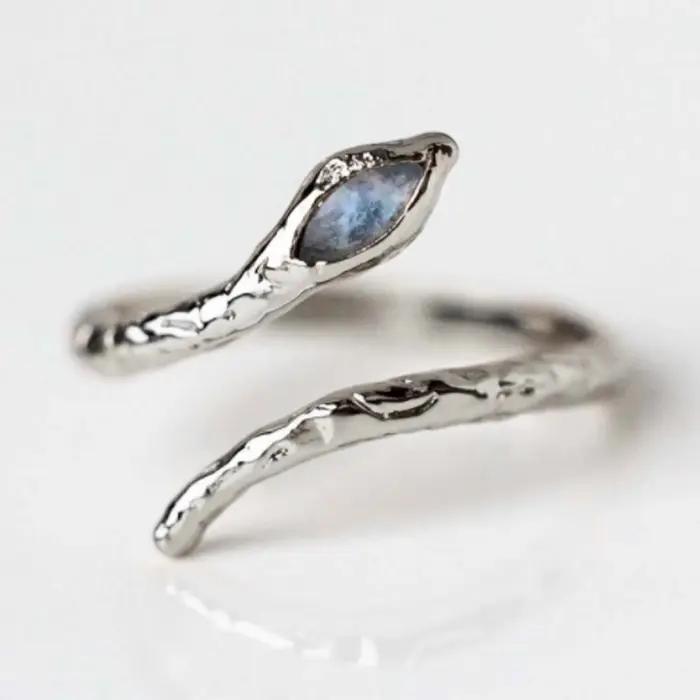 Ug LAOPA-Bague de luxe en argent regardé 100% pour femme, opale bleue, bague de salle brodée, bijoux fins de mariage, rock punk, 925