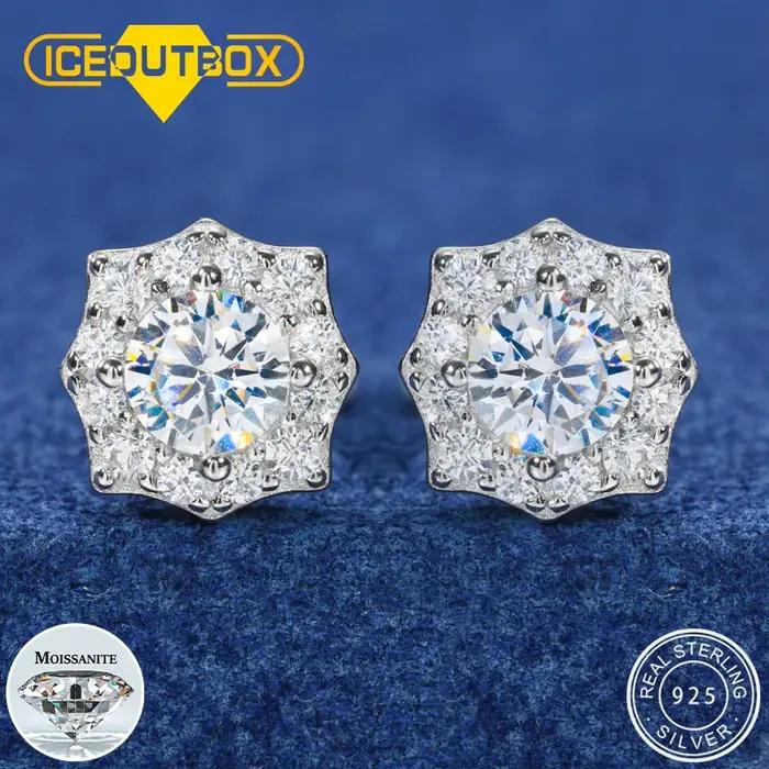 Boucles d'oreilles étoile à huit branches en Moissanite Bling D VVS pour hommes et femmes