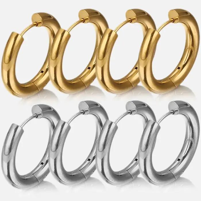 Boucles d'oreilles créoles en acier inoxydable plaquées d'or 24 carats pour femmes bijoux de luxe occasions spéciales