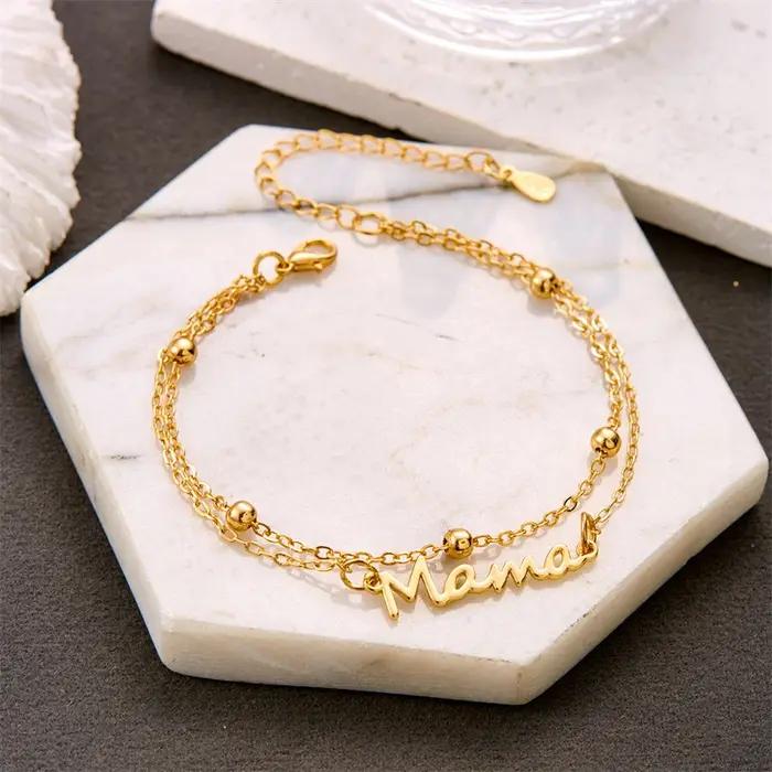 Bracelet à breloques Simple lettre maman pour femmes