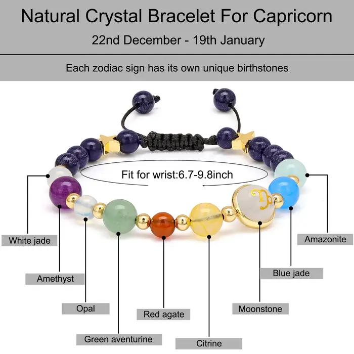 Bracelet tressé en pierre naturelle avec carte pour hommes et femmes