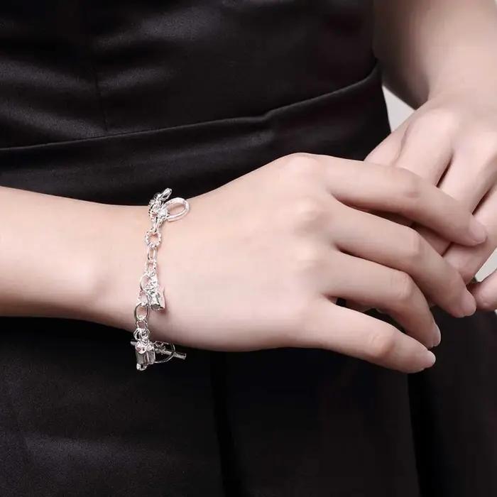 DOTEFFIL 925 en argent Sterling cheval paquet bottes Bracelet pour les femmes de mariage fiançailles fête bijoux