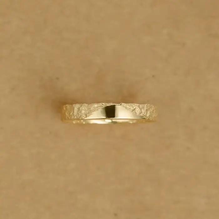 Bague à Texture martelée – Bande minimaliste en métal massif pour femmes