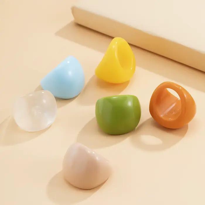 Grandes bagues Punk en résine pour femmes, Design acrylique irrégulier coloré Vintage, bijoux de fête pour filles