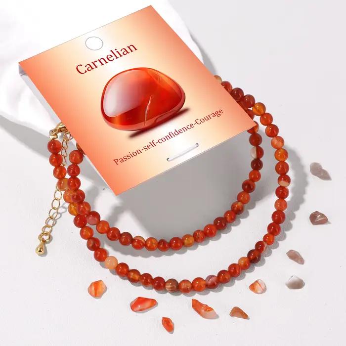 Colliers bohème en cornaline de 4mm, perles rondes pour femmes et hommes, quartz Rose, œil de tigre, améthystes, ras du cou, bijoux d'amitié