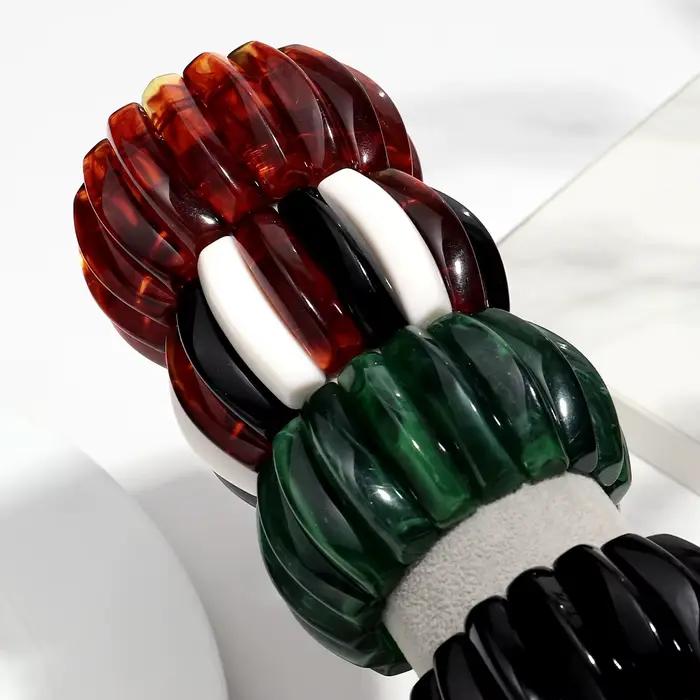 Bohomia – Bracelet géométrique épais empilable pour femmes, Design acrylique, style Boho, perles de prisme triangulaire élastique, bijoux 2025