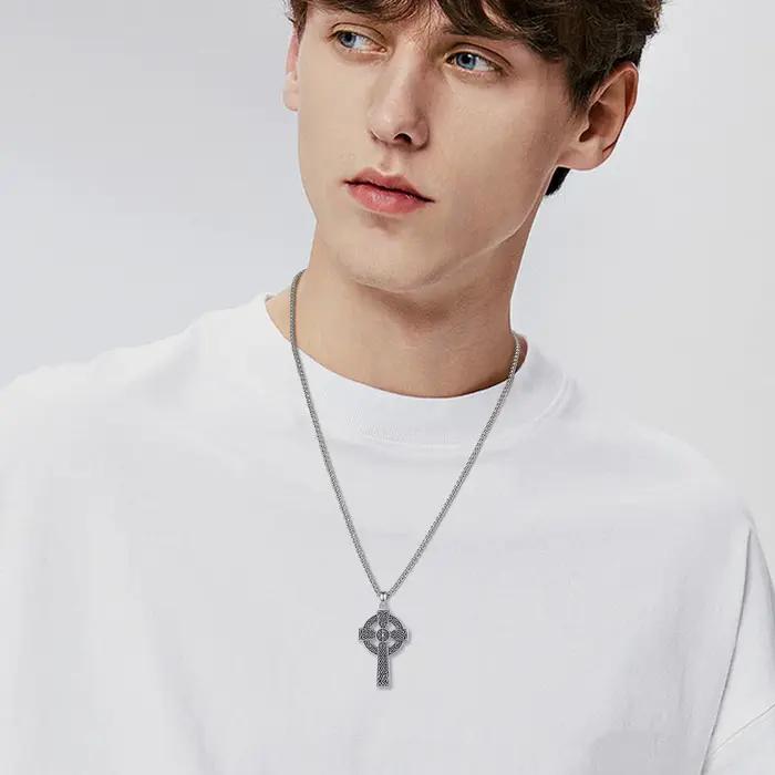 Eudora 925 argent Sterling noeud celtique croix collier Vintage Chi Rho pendentif chrétien religieux bijoux cadeau pour femmes hommes