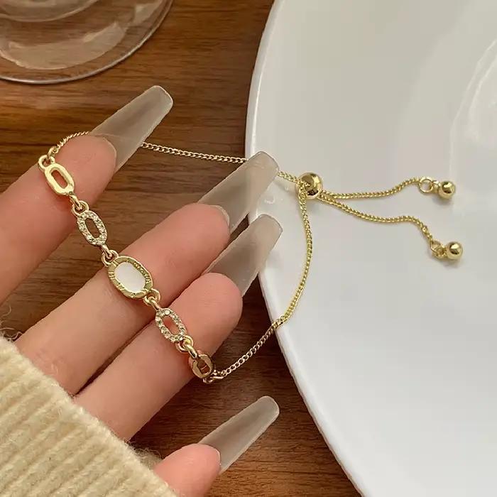 Bracelet géométrique de luxe en Zircon plaqué or pour femmes