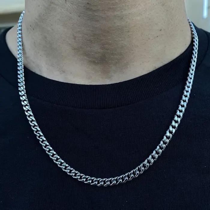 Collier classique pour hommes et femmes, largeur 3 à 7 MM, Long collier en acier inoxydable, chaîne, bijoux, 2021