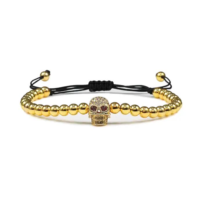 Bracelet de perles de couple pour hommes et femmes, bracelets tressés Micro CZ Crown, bracelets réglables, bijoux à la main pour lui, cadeaux d'amoureux de bricolage, nouveau