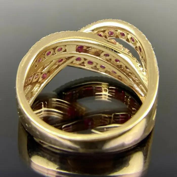 Huitan – magnifique bague croisée couleur or pour femmes