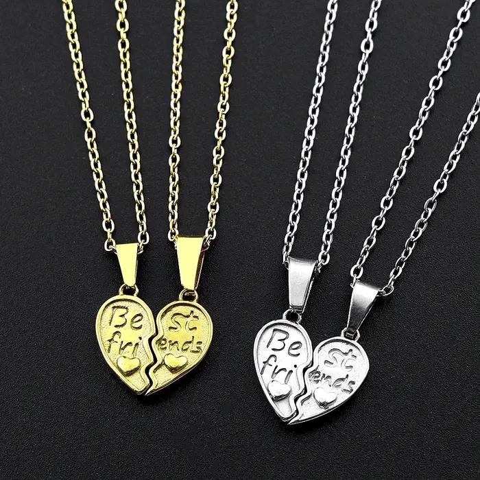 Ensemble de colliers assortis en acier inoxydable forme de cœur brisé pour meilleures amies bijoux d'amitié pour filles cadeaux pour meilleures amies occasions spéciales