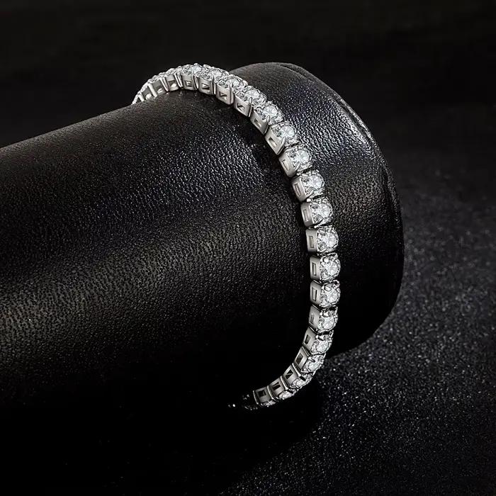 Bracelet Moissanite plaqué platine en argent S925 de haute qualité