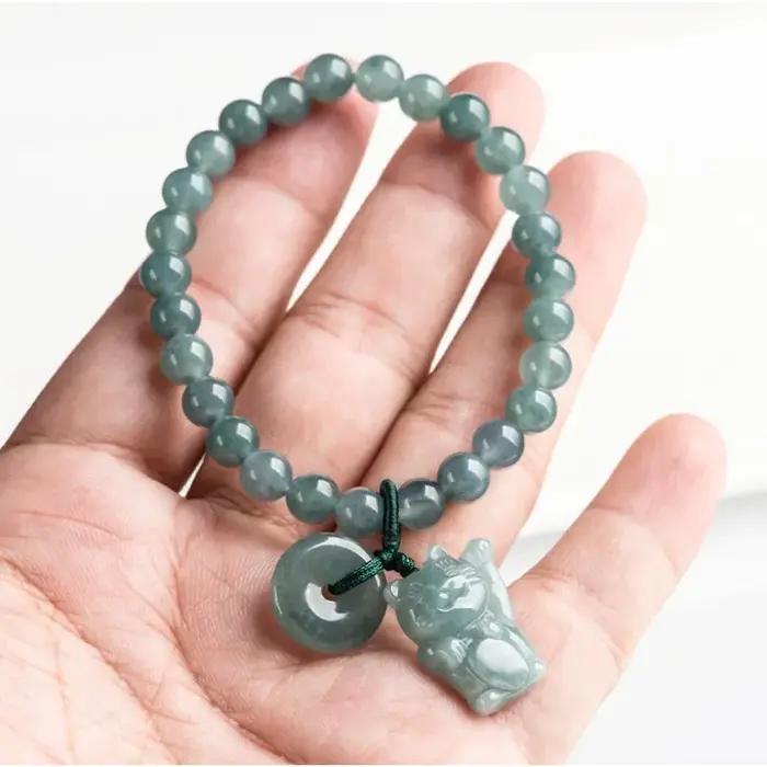 Bracelet en Jade naturel de qualité A, Bracelet Rose, tissé à la main, en Jade glacé, bijoux pour Co