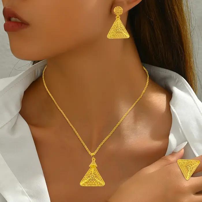 Ensemble de bijoux de mariage en or arabe de luxe
