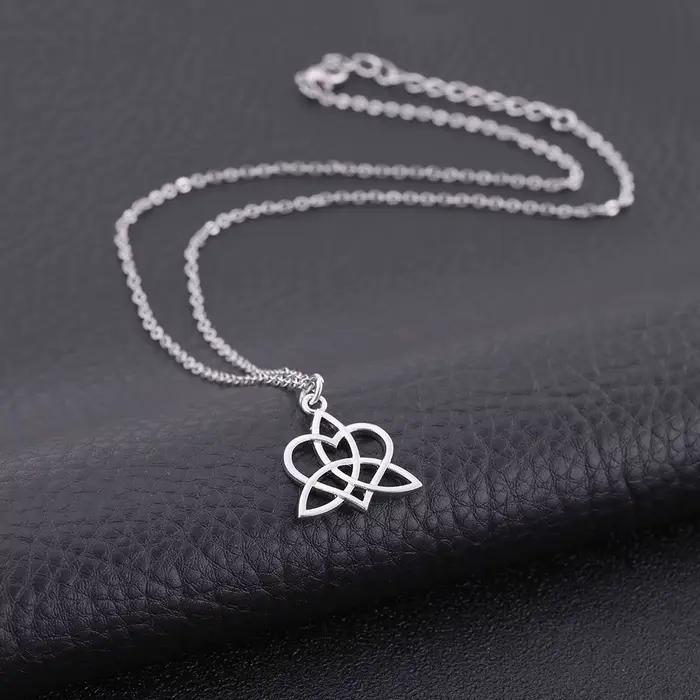 Skyrim-Collier pendentif géométrique noeud d'amour celtique pour femme, argent antique, triquetra, collier JONecklace, amulette, cadeau bijoux