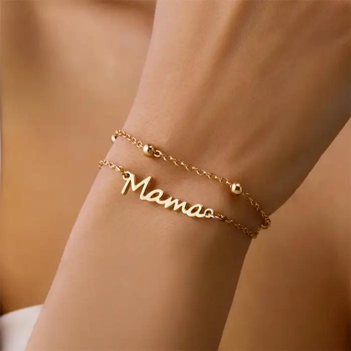 Bracelet à breloques Simple lettre maman pour femmes