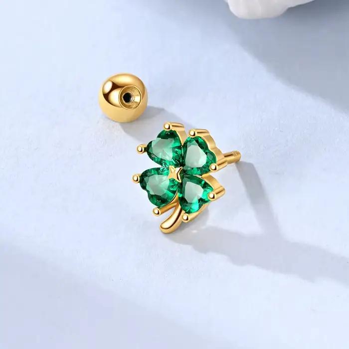 Boucle d'oreille en argent Sterling 925, trèfle à quatre feuilles, œil porte-bonheur, pour femmes, bijoux fins, cadeaux d'anniversaire