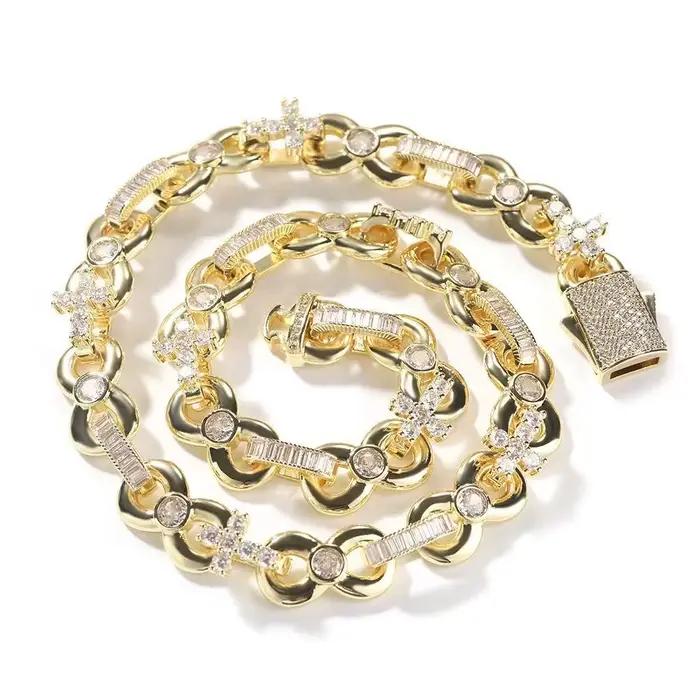 Collier Hip-hop pour hommes, bijoux haut de gamme, surface photosensible, croix infinie de 12mm, bou