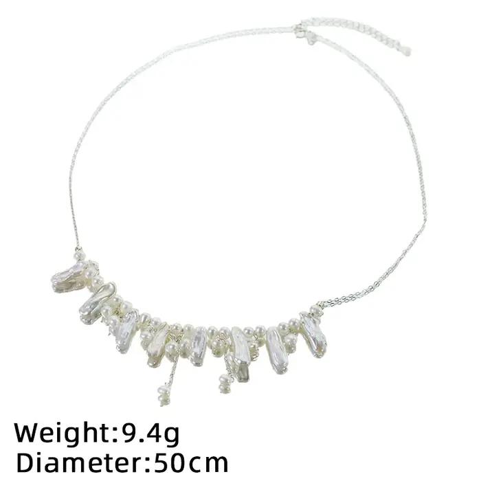 Collier en argent Sterling avec perles baroques d'eau douce naturelles