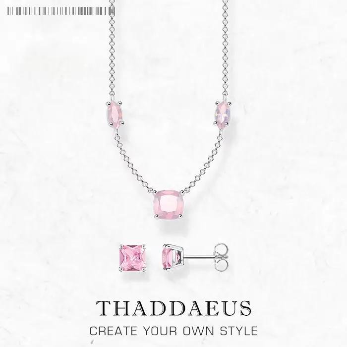 Ensemble de bijoux collier et boucles d'oreilles en pierre rose, tout nouveau cadeau romantique en argent Sterling 925 pour femmes, printemps