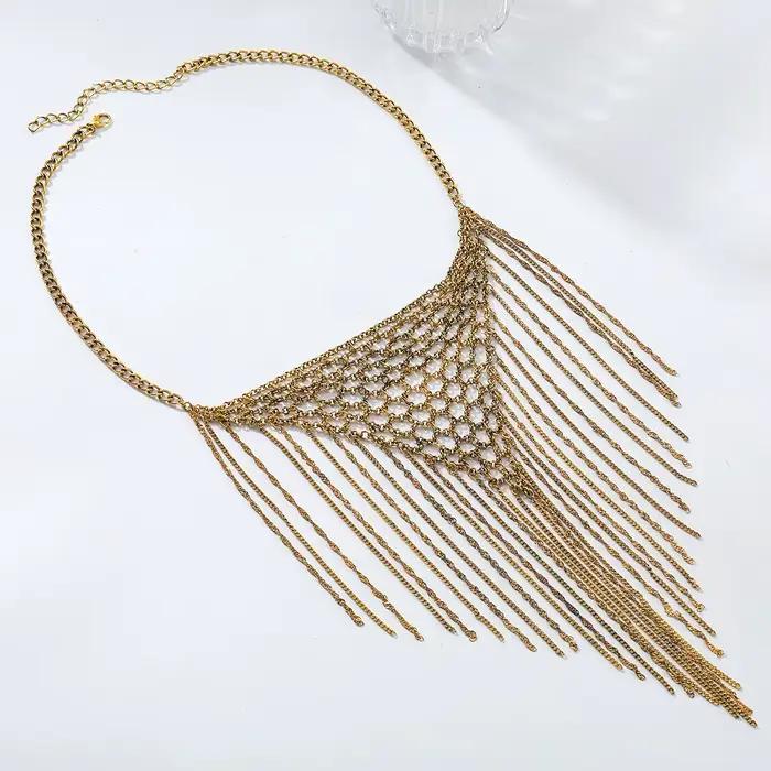 Collier en dentelle à pampilles exagérées pour femmes, style français, chaîne de clavicule, bijoux de luxe tendance, accessoires cadeaux pour dames et jeunes filles