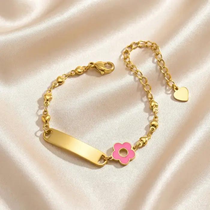 Bracelet personnalisé avec le nom du bébé, plaqué or 18 carats, bracelets d'identification personnalisés pour filles et garçons, bracelet avec texte personnalisé, cadeau pour nouveau-né