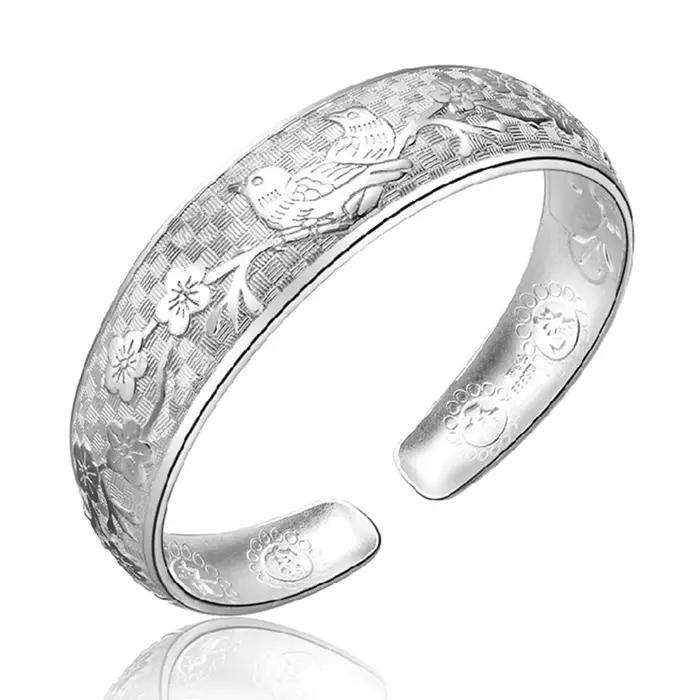 Bracelet en argent Sterling 925 rétro tissé à la main pour femmes et hommes avec zirconium blanc pour soirées et mariages