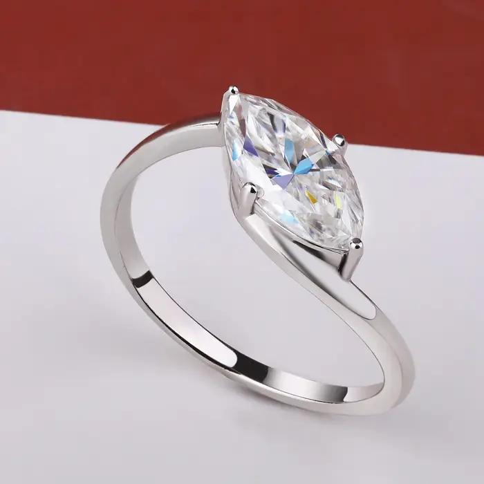 BXINY 1/2CT Marquise Moissanite bague S925 argent plaqué or 18K pour femmes hommes Solitaire alliance cadeau bijoux fins avec GRA