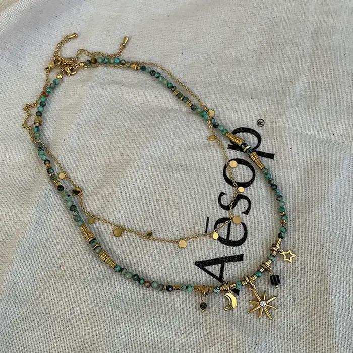 Collier ZAKOL Vintage Style Ethnique Perles Étoile Pendentif Mode pour Femmes Occasions Spéciales