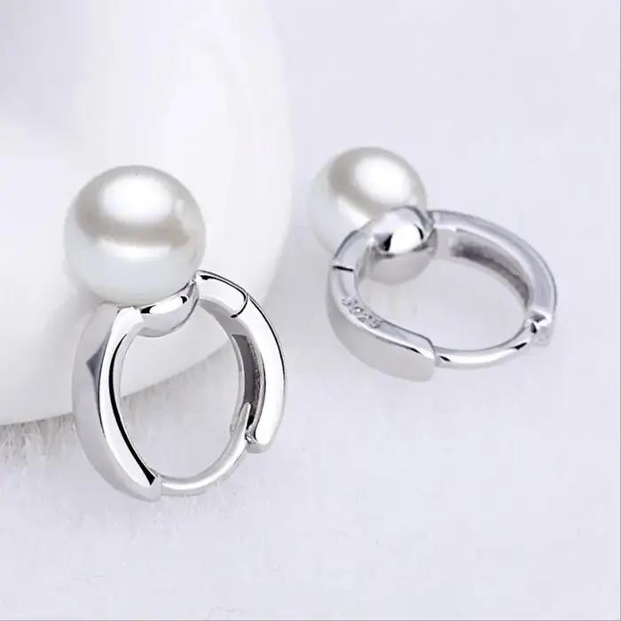 Nouvelle marque de mode 925 en argent Sterling vraie perle boucles d'oreilles de luxe pour les femmes brincos aretes créole S-E171